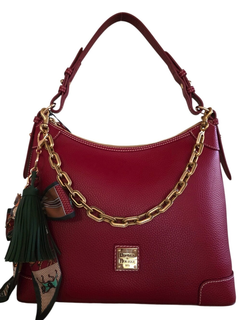 Dooney & Bourke Red Lucca Leather Hobo Bag NEW Cranberry Shoulder Handbag Purse